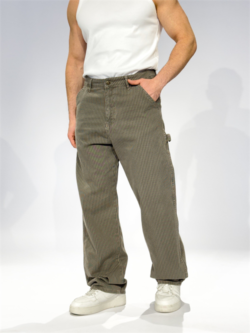 Wholesale Mens Khaki Striped Baggy Jeans