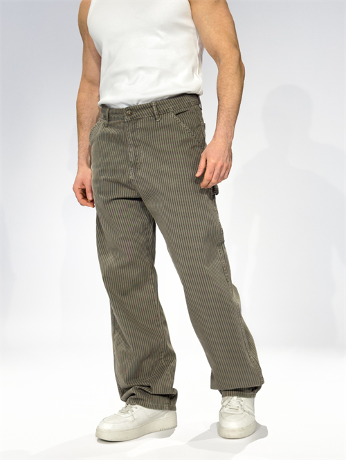 Wholesale Mens Khaki Striped Baggy Jeans