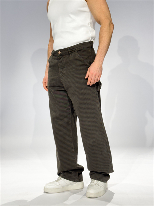 Wholesale Mens Khaki Striped Baggy Jeans