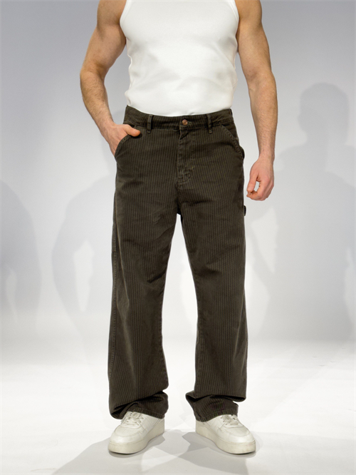 Wholesale Mens Khaki Striped Baggy Jeans