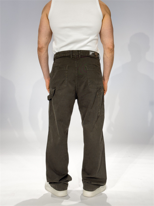 Wholesale Mens Khaki Striped Baggy Jeans