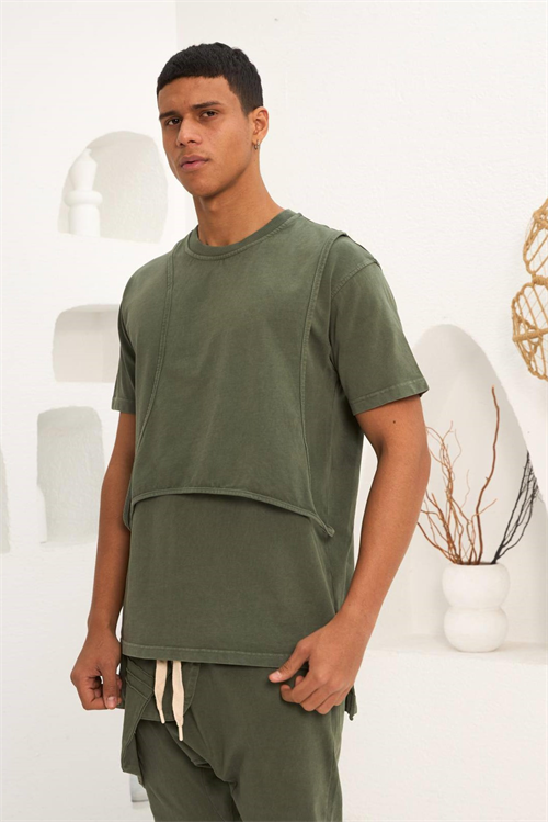 Wholesale Mens Khaki T-Shirt and Pants Set