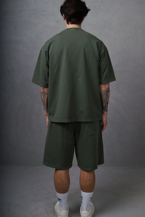 Wholesale Mens Khaki T-Shirt and Shorts Set