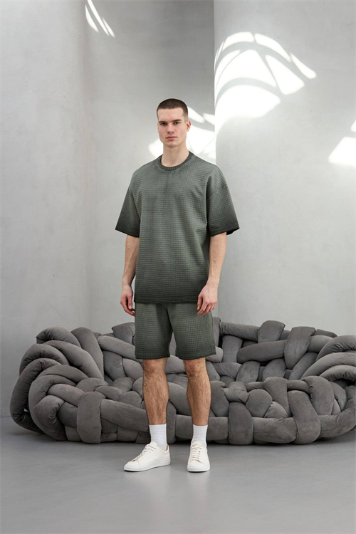 Wholesale Mens Khaki T-shirt and Shorts Set