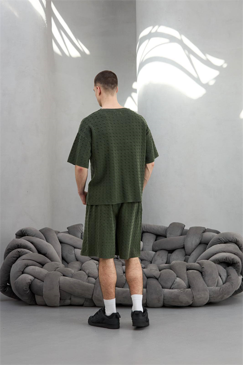 Wholesale Mens Khaki T-shirt and Shorts Set