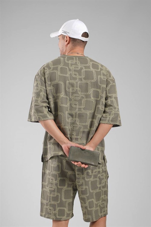 Wholesale Mens Khaki T-Shirt and Shorts Set