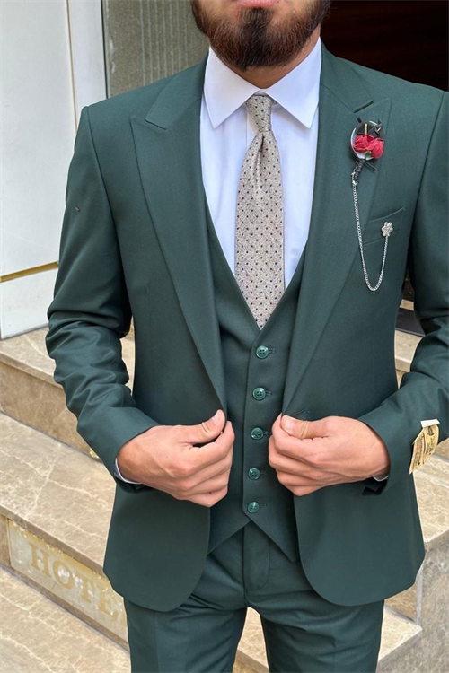 Wholesale Mens Khaki Three-Piece Suit