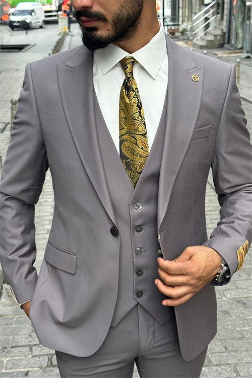 Wholesale Mens Khaki Three-Piece Suit