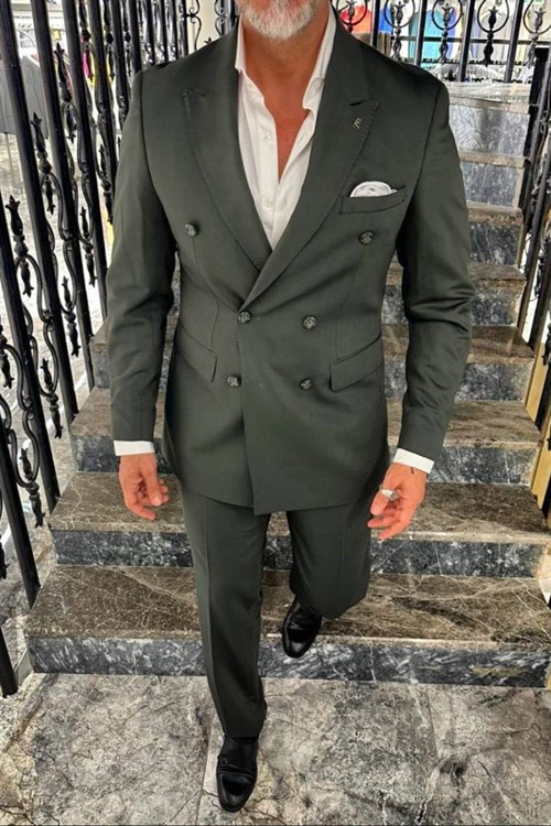 Wholesale Men's Khaki Two-Piece Suit 1702W26-0516