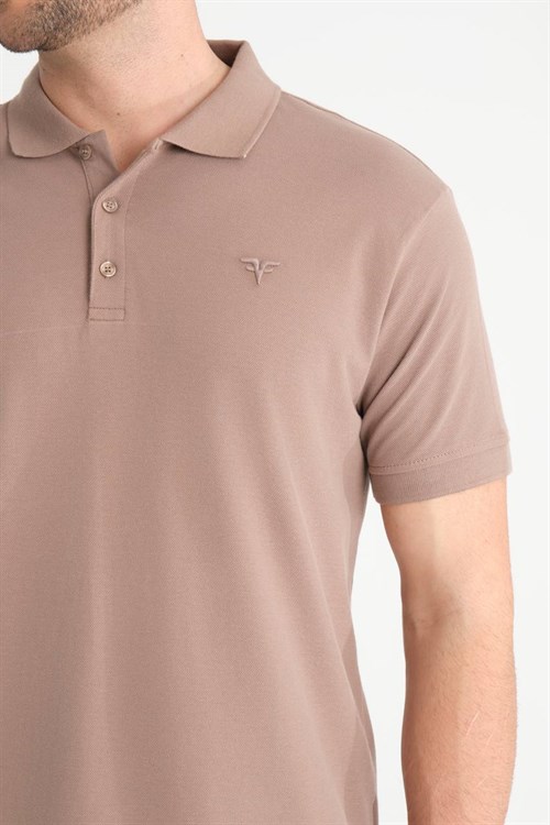 Wholesale Mens Latte Pique Fabric Polo Shirt