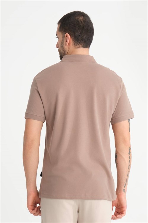 Wholesale Mens Latte Pique Fabric Polo Shirt
