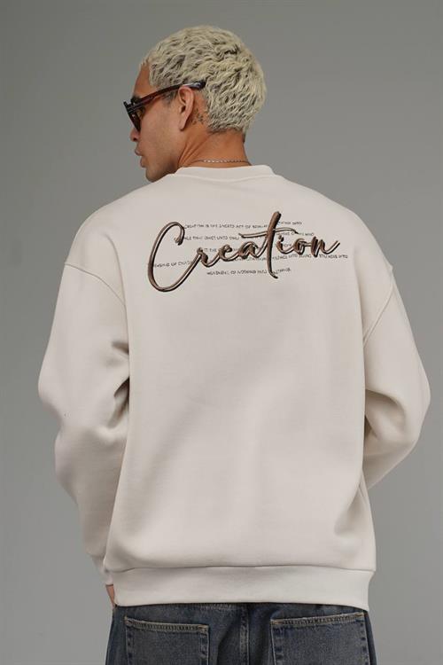 Wholesale Mens Light Beige Oversized Sweatshirt 
