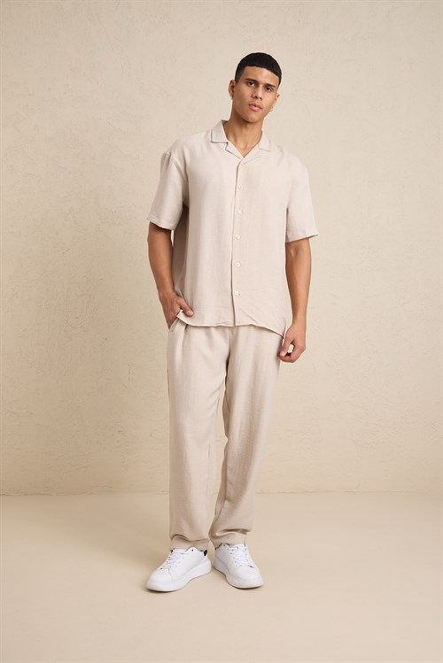 Wholesale Mens Light Beige Oversized Shirt and Pants Set