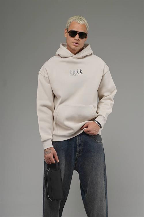 Wholesale Mens Light Beige Oversized Sweatshirt 