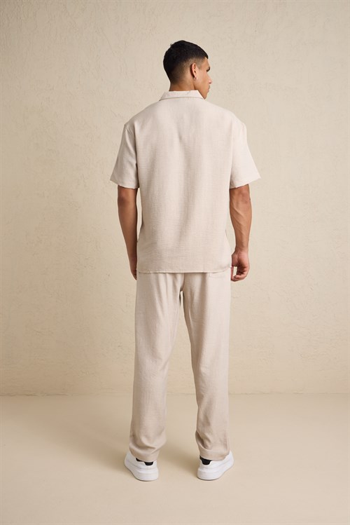 Wholesale Mens Light Beige Oversized Shirt and Pants Set