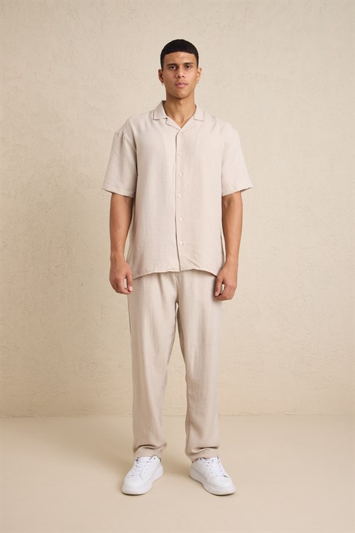 Wholesale Mens Light Beige Oversized Shirt and Pants Set