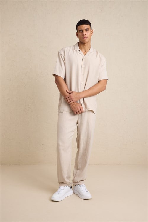 Wholesale Mens Light Beige Oversized Shirt and Pants Set