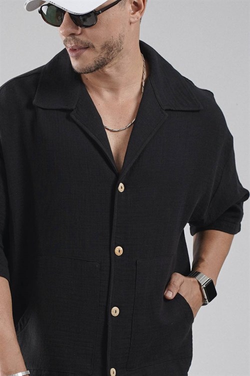 Wholesale Mens Black Shirt and Shorts Set