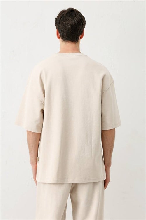 Wholesale Mens Light Beige T-Shirt and Pants Set