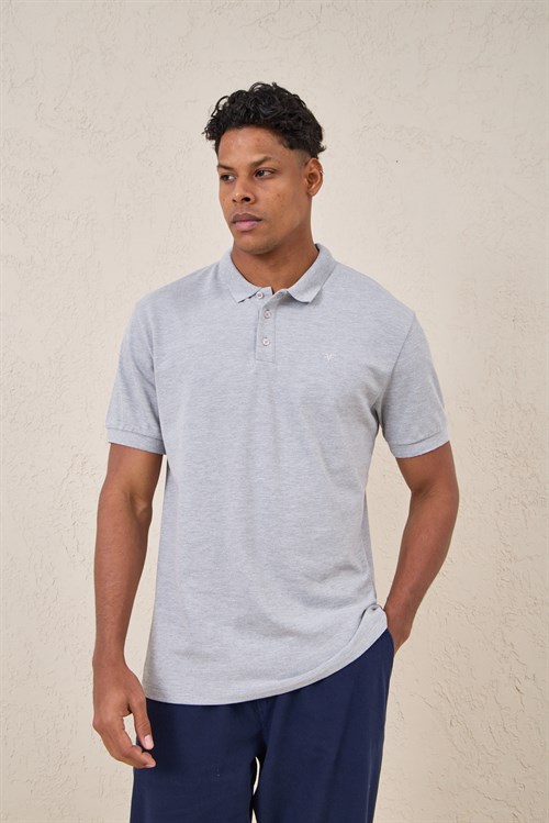 Wholesale Mens Light Blue Pique Fabric Polo Shirt