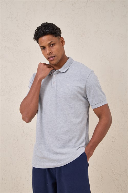 Wholesale Mens Light Blue Pique Fabric Polo Shirt