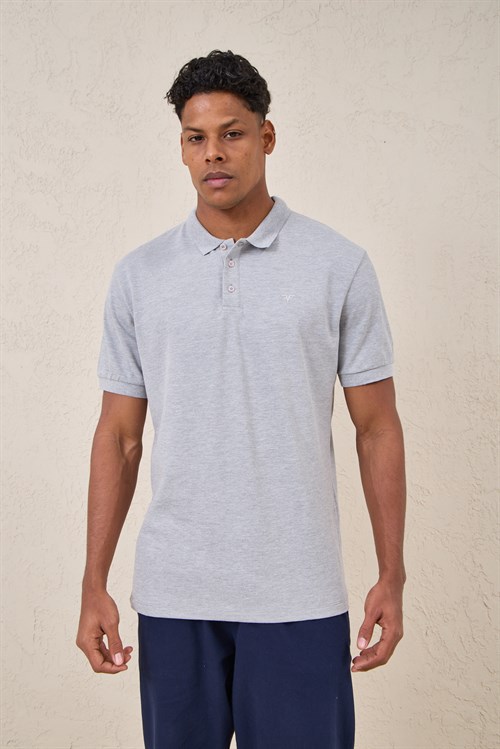 Wholesale Mens Light Blue Pique Fabric Polo Shirt