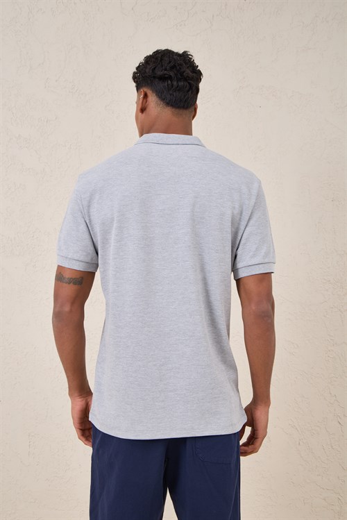 Wholesale Mens Light Blue Pique Fabric Polo Shirt