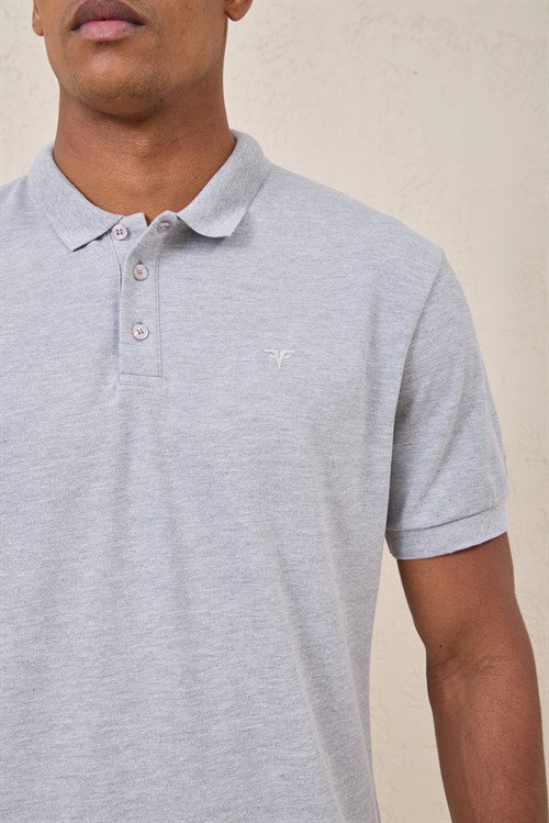 Wholesale Mens Light Blue Pique Fabric Polo Shirt