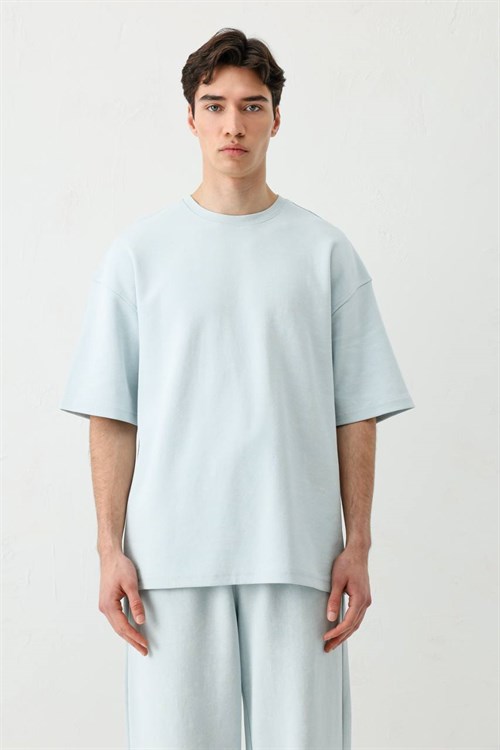 Wholesale Mens Light Blue T-Shirt and Pants Set