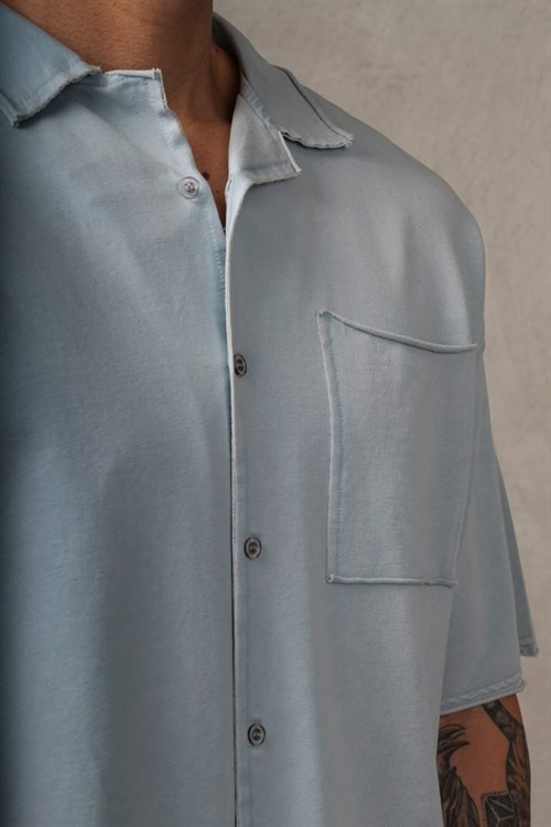 Wholesale Mens Light Blue Shirt and Shorts Set