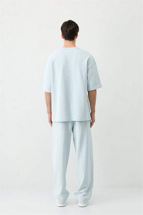 Wholesale Mens Light Blue T-Shirt and Pants Set