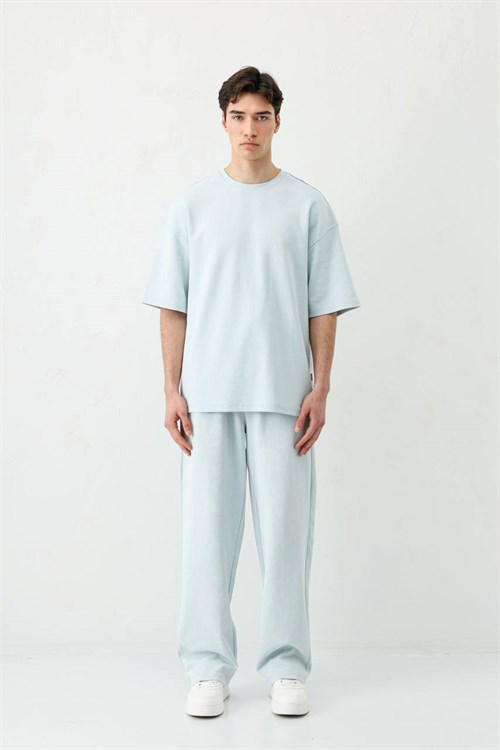 Wholesale Mens Light Blue T-Shirt and Pants Set