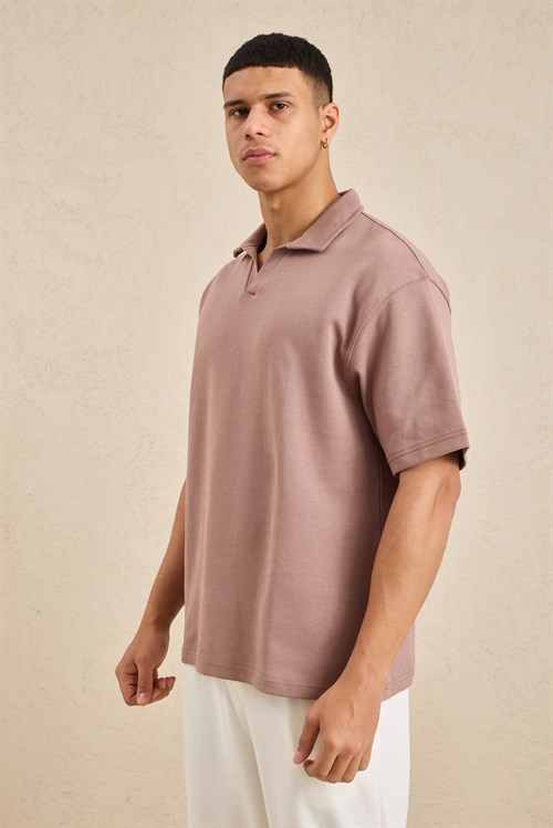 Wholesale Mens Light Brown Relax Fit Interlock Polo Shirt