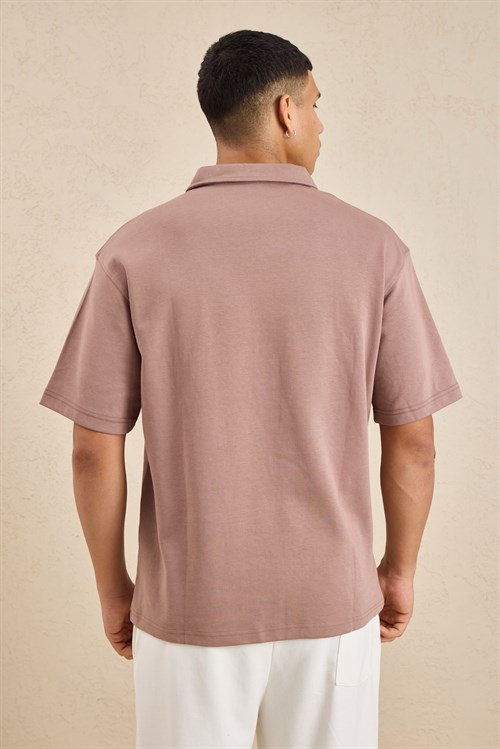 Wholesale Mens Light Brown Relax Fit Interlock Polo Shirt