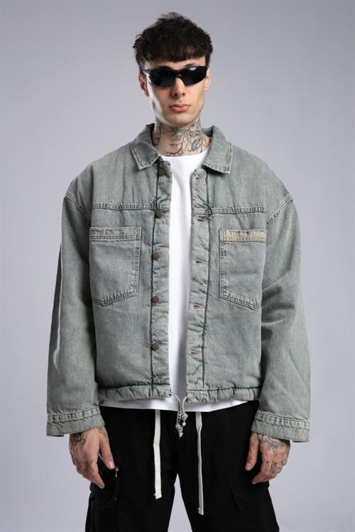 Wholesale Mens Light Gray Jean Jacket 