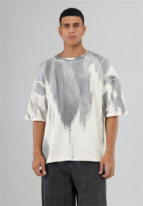 Wholesale Mens Light Gray Knit Crew-Neck T-Shirt