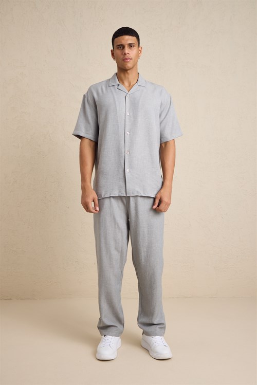 Wholesale Mens Light Gray Oversized Shirt and Pants Set