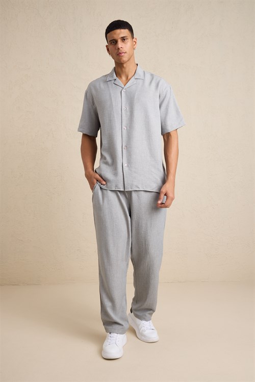 Wholesale Mens Light Gray Oversized Shirt and Pants Set