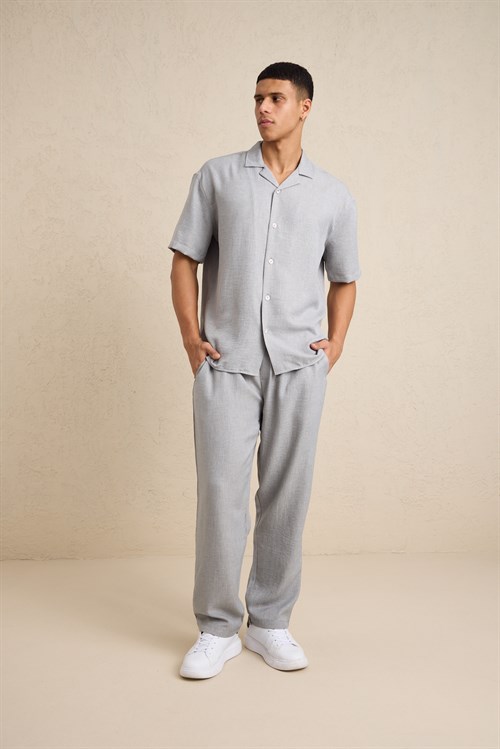 Wholesale Mens Light Gray Oversized Shirt and Pants Set