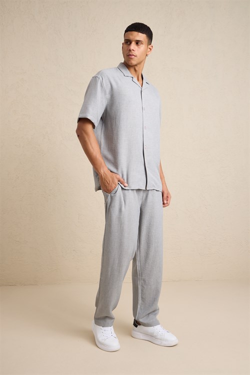 Wholesale Mens Light Gray Oversized Shirt and Pants Set