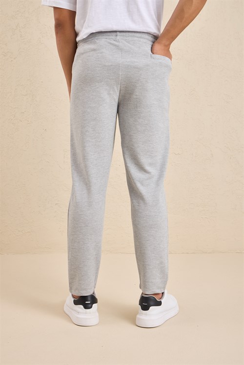 Wholesale Mens Light Gray Regular Fit Pique Fabric Sweatpants