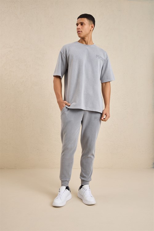 Wholesale Mens Light Gray Relax Fit Interlock T-Shirt and Joggers Set