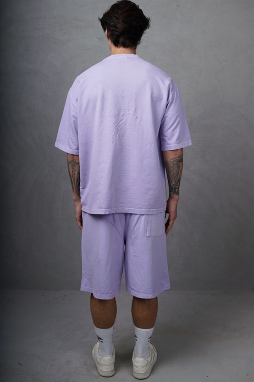 Wholesale Mens Lilac T-Shirt and Shorts Set