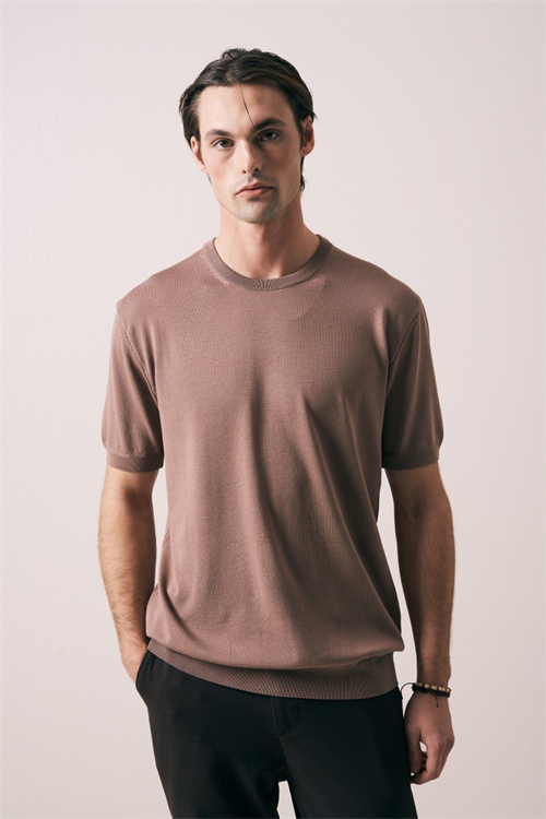 Wholesale Mens Mink Knit Crew-Neck T-Shirt