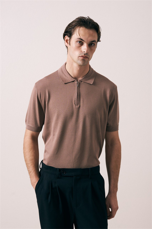 Wholesale Mens Mink Knit Polo Shirt