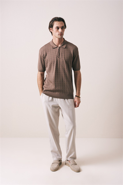 Wholesale Mens Mink Knit Polo Shirt