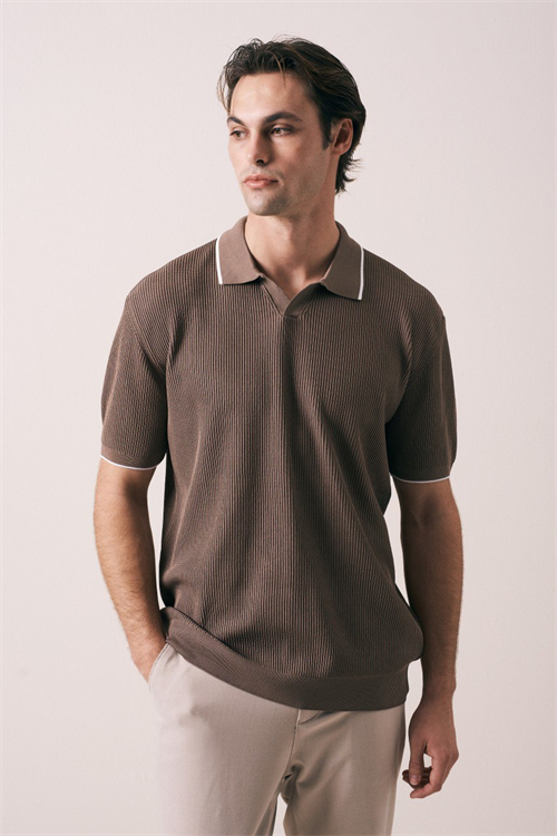Wholesale Mens Mink Knit Polo Shirt