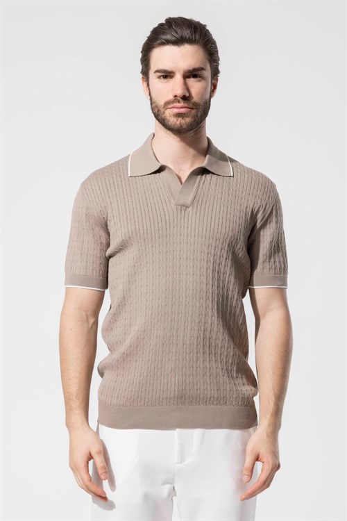 Wholesale Mens Mink Knit Polo T-Shirt