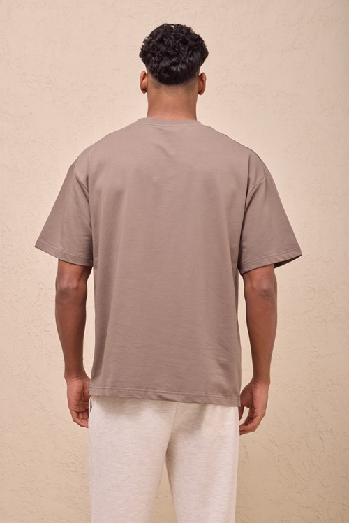 Wholesale Mens Mink Oversized Crew-Neck Basic T-Shirt