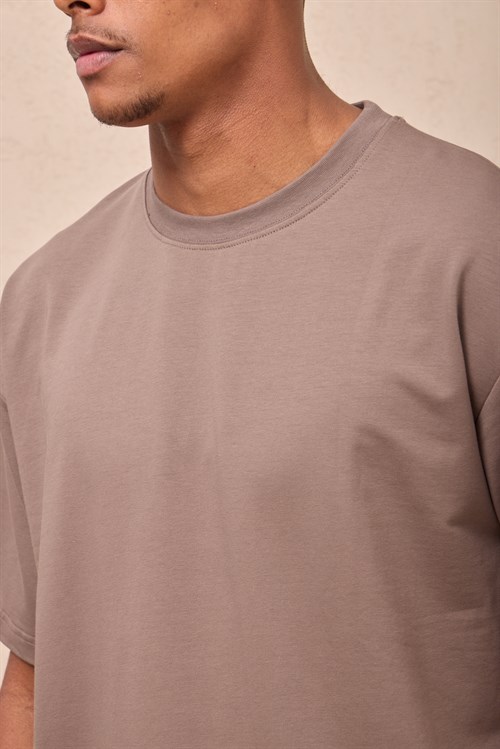 Wholesale Mens Mink Oversized Crew-Neck Basic T-Shirt